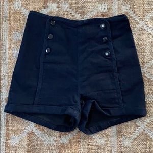 High Waisted Button Snap closure shorts
